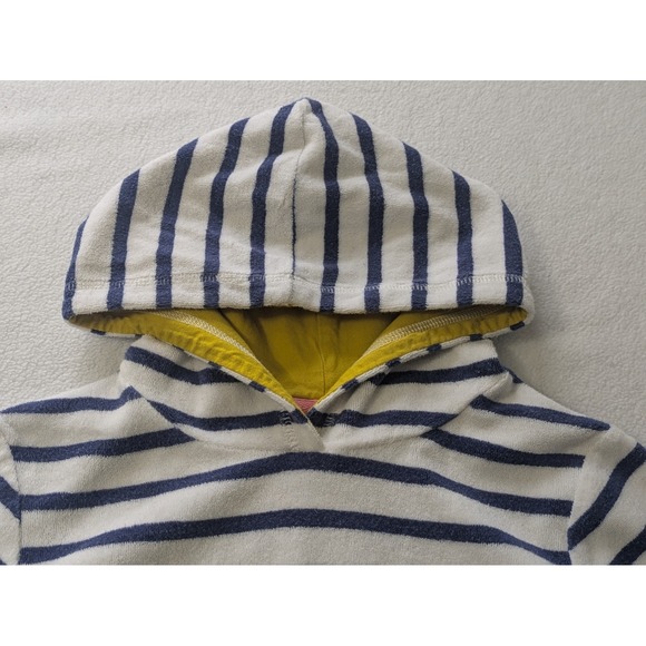 Mini Boden Hooded Terry Dress Blue Striped Floral 6-7Y Girls Cover-Up - Picture 3 of 10